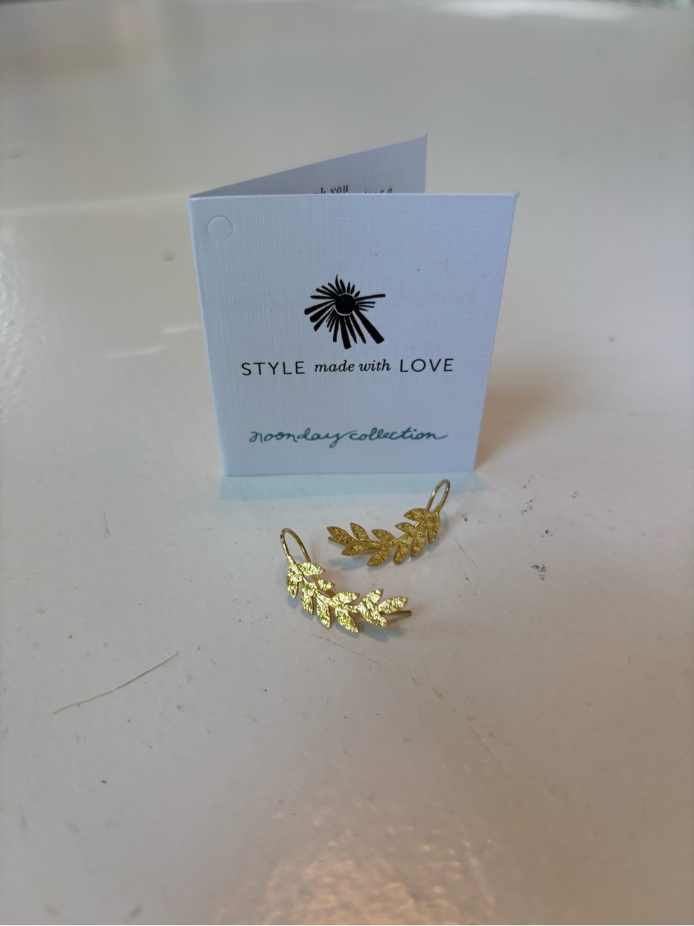 Noonday Collection Gold Leaf Huggies Style Earrings